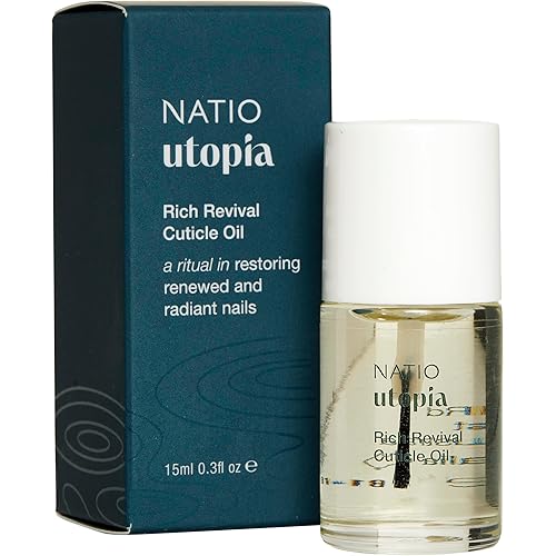 Natio Australia Utopia Rich Revival Cuticle Oil -Nail & Cuticle Oil for Nail Growth - Jojoba, Vitamin E & Coconut Oils - Frag
