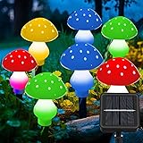 Ninonly 8 Pcs Solar Mushroom Lights, 8 Modes Solar Garden Lights, Waterproof Solar Outdoor Lights, Multi-Color Solar Fairy St