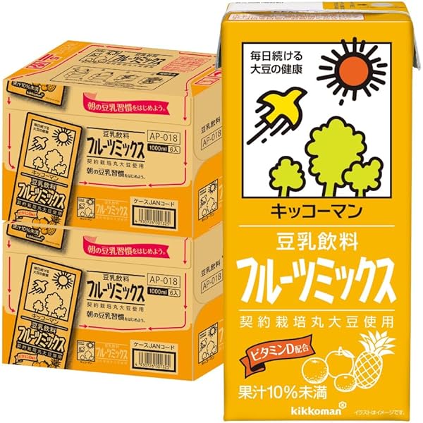 Amazon.co.jp: 紀文 豆乳飲料 フルーツミックス1000ml紙パック