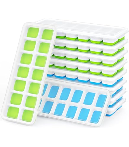 Fridge Ice Container With Lid 33PCS Easy Release Stackable Freezer Ice Cube Tray - Ice Tray And