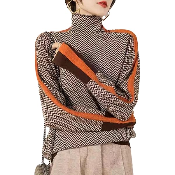 Amazon | バイカラー リブ ニット 配色 秋冬 長袖 vネック セーター  