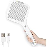 Mafiti 電撃殺虫ラケット 3000V 強力電気 USB 充電式 LEDライト付き ハエ叩き 虫除け器 捕虫器 大型昆虫簡単退治 害虫駆除 単層設計 ユーニックな菱形設計 ゴキブリ/アブ/ガ等どんな虫にも使える捕獲器 白【一年間品質保証付き】