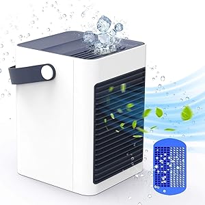 KLOUDIC 2020年最新改良版 冷風機 冷風扇 小型 扇風機 スポットクーラー 卓上 スポットエアコン USB給電式 風量3段階  転倒自動OFF 氷いれ可能 製氷皿付き 冷却機能 空気清浄 熱中対策 角度調整 省エネ オフィス 寝室 ピクニック 日本語取扱説明書