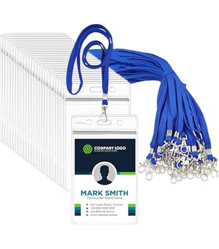 BufferABC Extra Large Passport Badge Holders With Lanyard, 4x6Inch Heavy Duty Clear Plastic PVC Card Insert Protector Vertical Waterproof Transparent ID Badge Holder For Name Badges And Press Passes