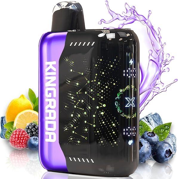 電子タバコ 使い捨て VAPE 30,000回吸引可能 シーシャ 持ち運び 充電式 フレーバー ニコチンなし タールなし 禁煙 ベイプ 3Dディスプレイ搭載 たばこ 大容量 禁煙パイポ 爆煙 水蒸気タバコ 禁煙サポート 煙量調節可能 ビタミン入り Kingrada (ブルーベリー・ラズベリー・レモネード) - 1