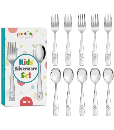 E-far Toddler Forks 6-Piece Set - Stainless Steel Self Feeding Utensils With Portable Case