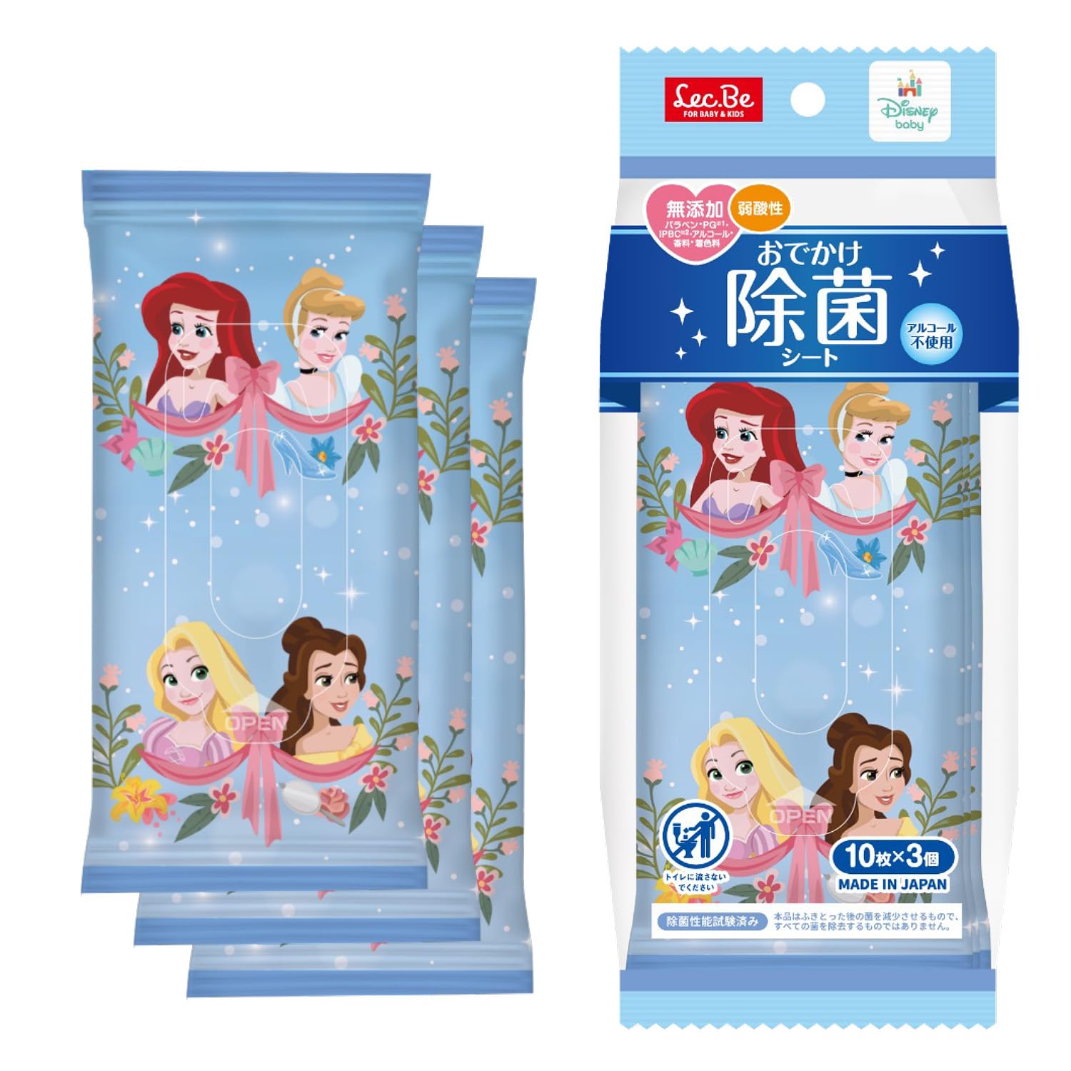 【44%OFF】【252円】 レック ディズニー おでかけ除菌シート アルコール不使用 10枚入×3個