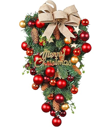 Amazon.co.jp: クリスマスリース飾り 玄関ドア用 逆さまクリスマス