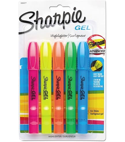 Amos Neo Stick Dry Highlighters - 5 Color Ink Jet Safe Highlighter Set