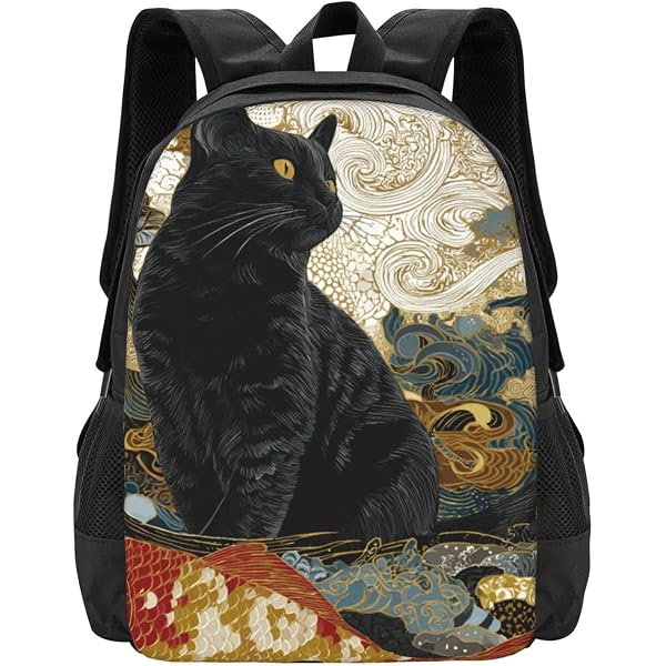 Amazon.co.jp: [SAMAU] リュック 黒猫 猫柄 軽量 リュックサック 大