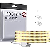 BTF-LIGHTING FCOB COB LEDテープライト USBライト 高密度 フレキシブル LEDテープライト 1M 320LEDs/m 昼光色 6000K 幅8mm ストリップライト DC5V 6W/m 調光可能 変形可能 切断可能 寝室 