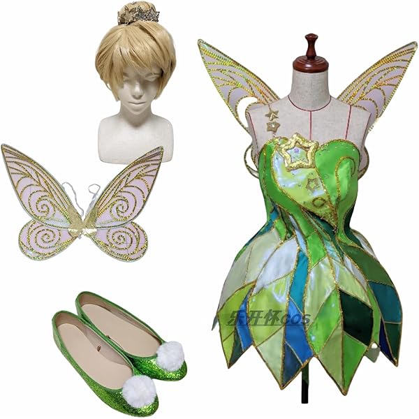 Amazon.co.jp: ティンカーベル風 妖精 緑 衣装、コスチューム 童話
