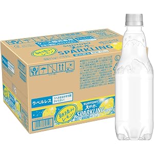 [炭酸水] サントリー 天然水スパークリング レモン ラベルレス 500ml ×24本