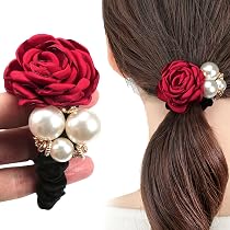 ヘアゴム  大人可愛い赤いお花❁⃘*.゜(*≧∀≦*) Amazon | [ロッテラッカ] ヘアアクセサリー 花柄 パール シュシュ