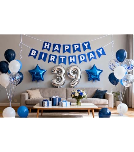 85 Birthday Decoration Happy Birthday Banner Balloons Garland Cupcake Toppers Purple...