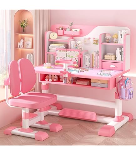 CRIMOCA様 ①ぼんぼんりぼんモデル くろがね学習デスク　（ピンク）　完成品 CRIMOCA様 ①ぼんぼんりぼんモデル くろがね学習デスク （ピンク