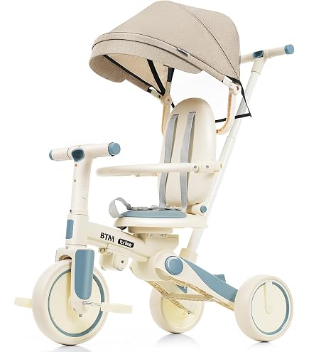 Amazon.co.jp: BTM 子供用三輪車 折りたたみカバー 手押し棒付き 7in1