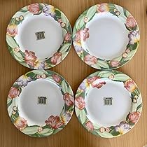 Amazon.co.jp: レトロ アルコパル 大皿4枚セット 耐熱ガラス 花