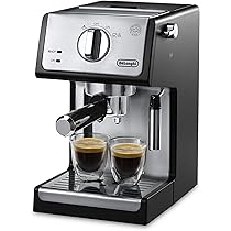 デロンギ エスプレッソ・カプチーノメーカーブラック×シルバー 1L E