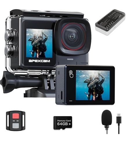 Amazon | Apexcam アクションカメラ 4Kタッチスクリーン、131フィート