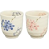 エールネット(Ale-net) 湯呑 ２個セット 花うさぎ ペア 湯呑 直径7.5×高さ8cm 磁器 美濃焼