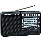 XHDATA D-328 小型ポータブルラジオ 高感度 FM/AM/SW/ワイドFM対応 短波ラジオ MP3プレーヤー TFカード対応 DSP ステレオ 防災 充電式 電池式 日本語説明書付き お年寄りにプレゼント（黒い）