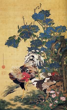 Amazon Co Jp 絵画風 壁紙ポスター はがせるシール式 伊藤若冲 紫陽花双鶏図 じゃくちゅう 生誕300年 キャラクロ K Itj 001s1 576mm 941mm 建築用壁紙 耐候性塗料 ホーム キッチン