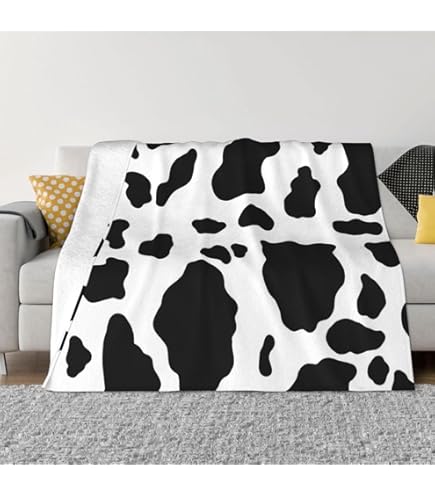Amazon｜毛布 ブランケット 掛け毛布 ひざ掛け もうふ 乳牛柄 牛柄 黒