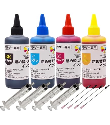 Amazon.co.jp: ブラザープリンタ用 詰め替え 互換インク100ml 染料 4色