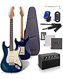 AKLOT 初心者向け エレキギター セット｜10Wアンプ付き、コイルスプリット対応HSSピックアップ、ローステッドメイプルネック、ギグバッグ・チューナー・ストラップ・ピック付き｜青