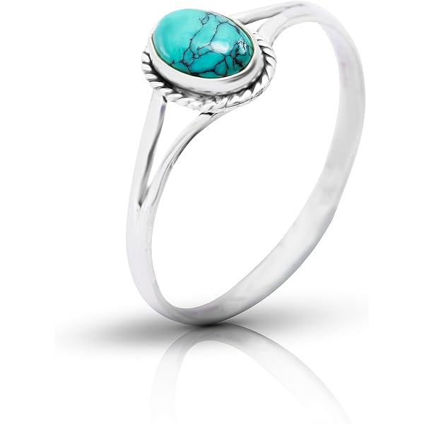 Koral Jewelry Synthetic Turquoise Ring – 925 Sterling Silver Vintage Boho Style (Sizes 6-9) - View #8