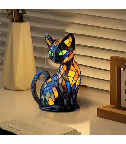 Amazon.co.jp : 樹脂猫ランプステンドグラス、 3Dかわいいペット