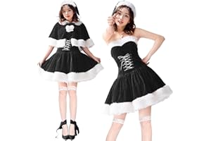 [GOKEI] サンタコスプレ レディース ワンピース サンタ クリスマスコスプレ 5点セット ケープ サンタ帽子 サンタコス サンタ衣装 コスチューム かわいい レッド