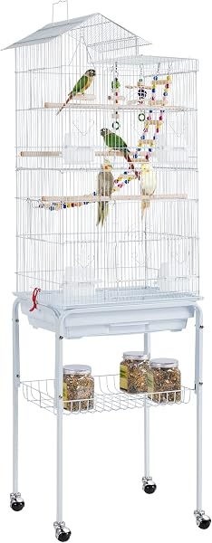 Yaheetech Bird Cage with Stand, 46x35.5x158.5cm, Large, High Strength, Luxurious, Large Birdhouse, Swing Included, Full House, Pet Supplies, Toy, Parakeets, Parrots, Parrot Cage, Cockatiels, Sun - 1