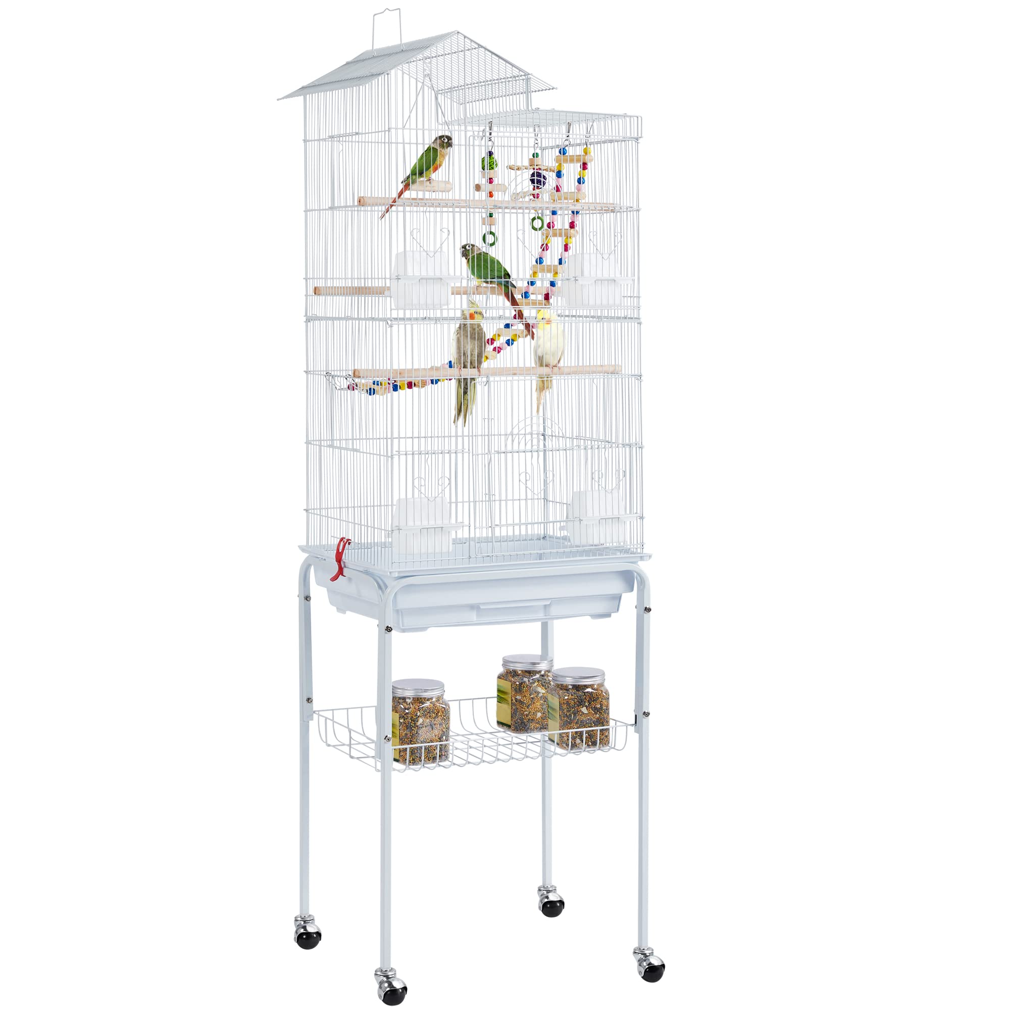 Yaheetech Bird Cage with Stand, 46x35.5x158.5cm, Large, High Strength, Luxurious, Large Birdhouse, Swing Included, Full House, Pet Supplies, Toy, Parakeets, Parrots, Parrot Cage, Cockatiels, Sun - 1