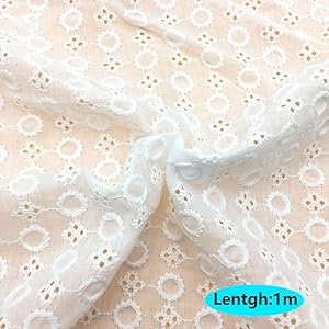 生地 布 綿100% パッチワーク布 カットクロス 刺繍透かしレース 洗える はぎれ 手作り かわいい おしゃれ 綿100% チェック ドット 子供 花柄 DIY 手芸用 大人用 家庭用 幅130cm (1m, スタイル1)