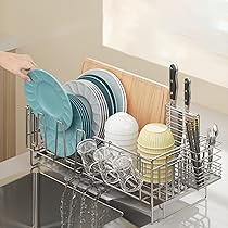 ステンレス製の伸縮タイプシンク上水切りラック 伸縮】シンク上ステンレス製水切りかご[日本製]（水切りカゴ/ラック