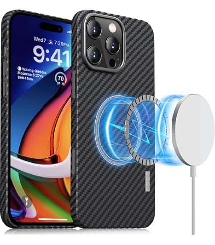 memumi iPhone 16 Pro対応アラミド繊維ケース「レンズスタンドとマグネット内蔵」0.5mm極薄 耐衝撃 全面保護カバー ワイヤレス充電対応 Amazon.co.jp: memumi iPhone 16 Pro対応アラミド繊維ケース「レンズ