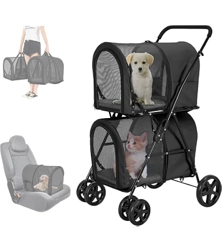 Amazon | BEBEROAD PETS T1 ペットカート二段式 2段式の上下段セット犬