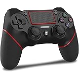 「2021最新」JOYSKY PS4 コントローラー ワイヤレス 最新バージョン 600mAh Bluetooth リンク遅延なし ジャイロセンサー機能 イヤホンジャック ゲームパット 搭載 高耐久ボタン 二重振動 日本語取扱説明書(赤黒い)