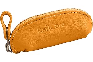 [RafiCaro] 小さい コインケース 本革 キーホルダー サイズ 短い ミニ 小銭入れ コンパクト イタリアンレザー ブラウン