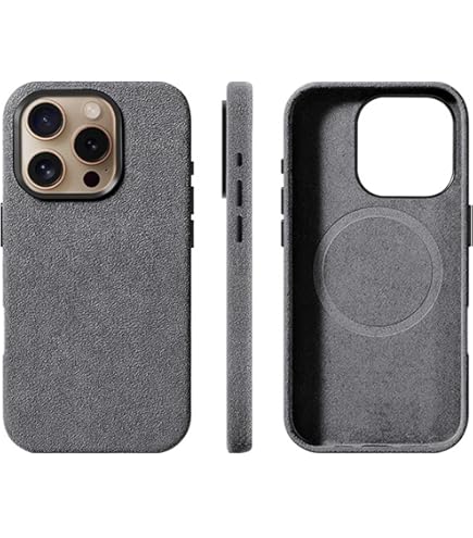 SUTI iPhone15pro用スエード調ケース グレー iPhone15シリーズ Magsafe スエード アルカンターラ カバー 全3