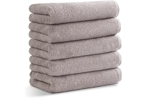 Smart yell(スマートエール) フェイスタオル 5枚セット【コンパクトタイプ】 ライトグレー マイクロファイバー生地 (ポリエステル) 配合 34×80 タオル 薄手 ふわふわ 高速吸収 ポリエステル×綿