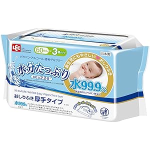 水99.9% 水分たっぷり おしりふき 厚手 60枚入×3個 ( 日本製 )