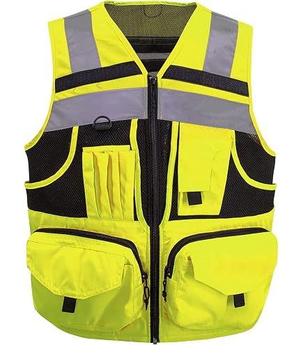 Gilet De Sécurité Industriel Radians SV55 - Classe 2, Orange, XL | Poches Multiples, Bandes Réfléchissantes 3M