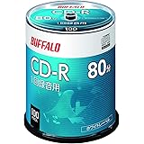 【Amazon.co.jp限定】 バッファロー 音楽用 CD-R 1回録音 80分 700MB 100枚 スピンドル ホワイトレーベル RO-CR07M-100PW/N