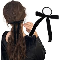 Amazon | Sheepyo ベロア リボン ヘアゴム 黒 ヘアアクセ ベルベット
