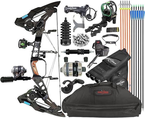 SHARROW 21.5-60lb Adjustable Composite Bow, Archery Compound Bow, Composite Bow with Arrow and Steel Ball, 27.5" Composite Bow, Aluminum Steel Ball Bow, Archery Outdoor Hunting Fishing Bow Set - 1