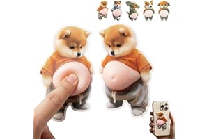 デブ犬 ぷにぷにシール 3Dお腹 5個入り マシュマロ触感 かわいい スクイーズ ステッカー ストレス解消 携帯電話 手帳 デコレーション用 ふわふわ もちもち 癒しグッズ ギフト