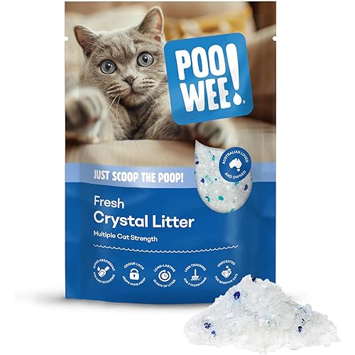 POOWEE! Fresh Crystal Cat & Kitten Litter, 2kg - Long Lasting, Non-Toxic and Low Odour Formula, Locks in Moisture, Reduced Li